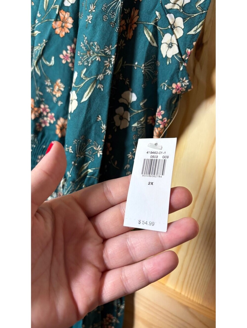 Old Navy Women's 2X Green Floral Maxi Dress with Smocked Waist - Picture 5 of 11